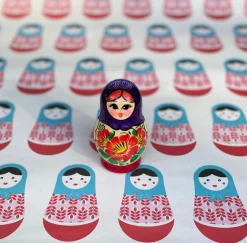 Babushka - Traditional 6 Piece Purple /Red
