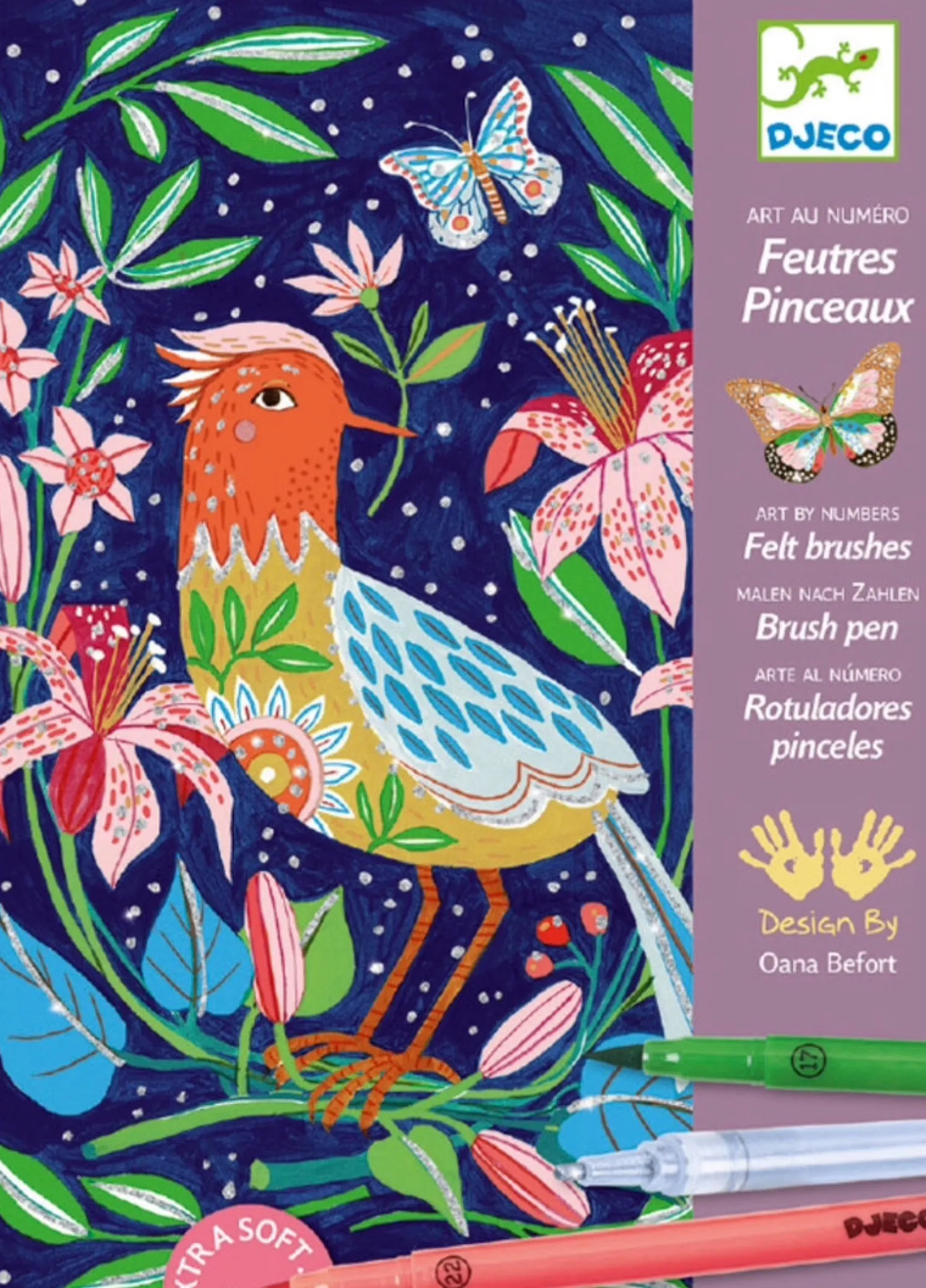 Djeco - Felt Brushes, In The Garden