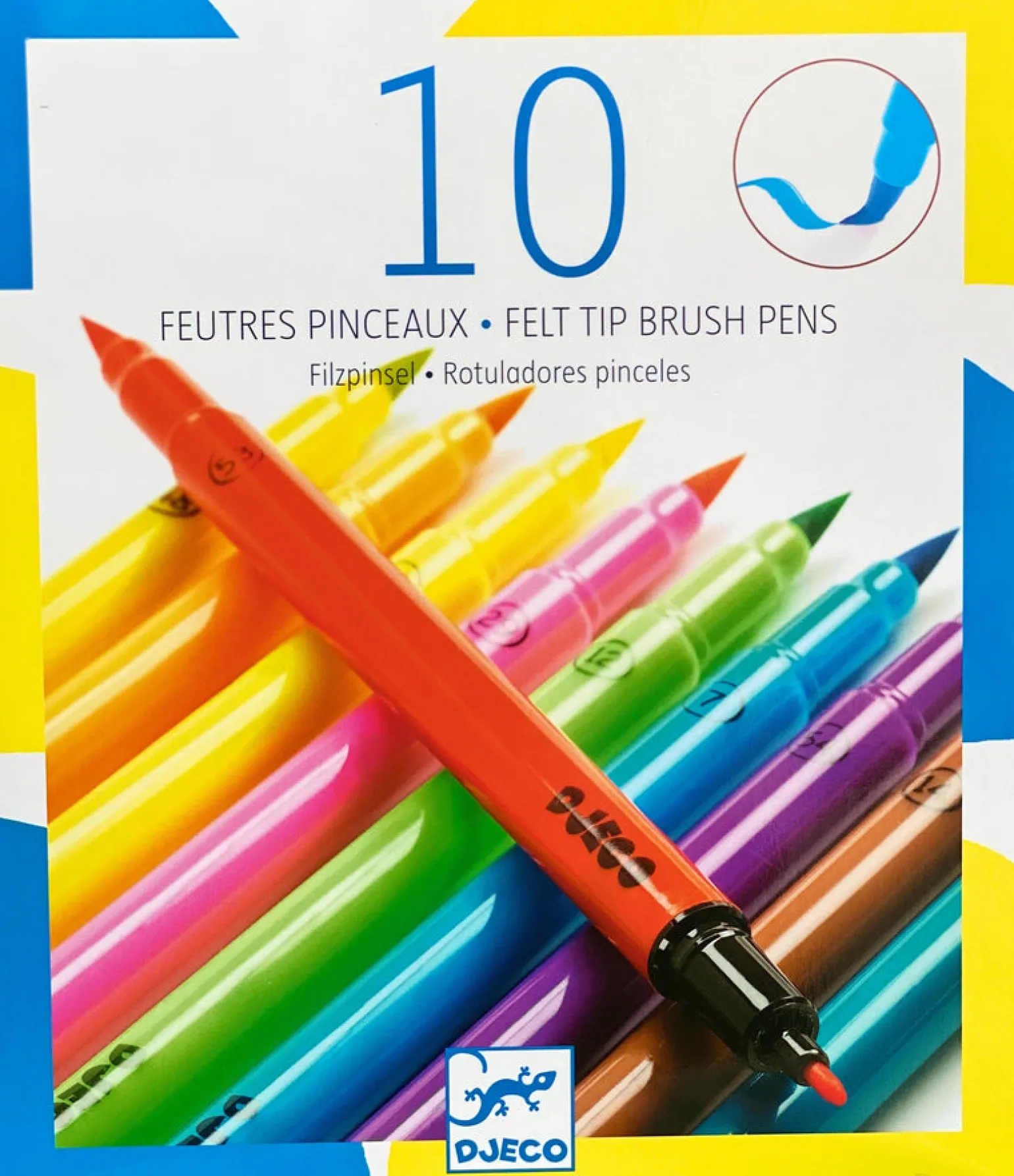 Djeco - Felt Tip Brush, Neon And Fluro