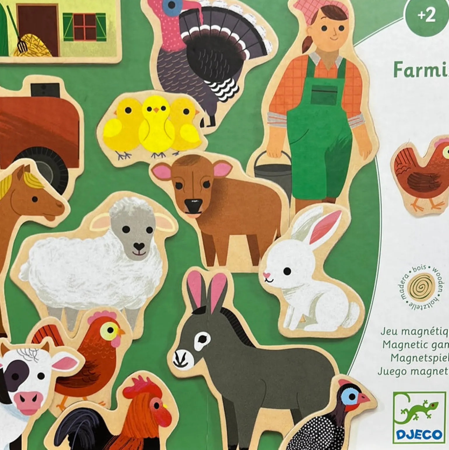 Djeco - Wooden Fridge Magnets, Farminx