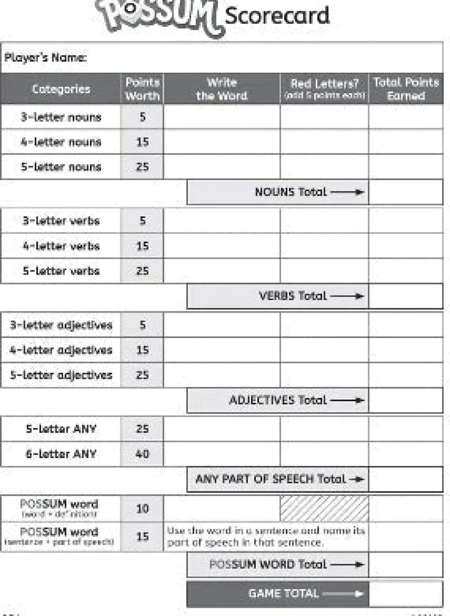 Edupress - Possum Dice Word Game