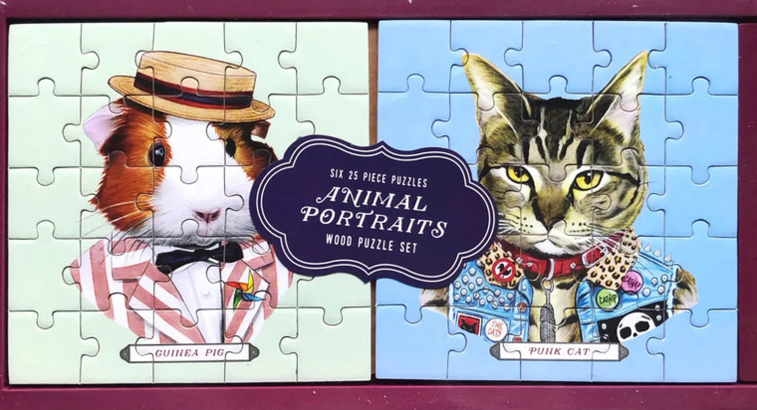 Galison - Animal Portrait Puzzles 6 X 25 Pieces In Multi Colour Print