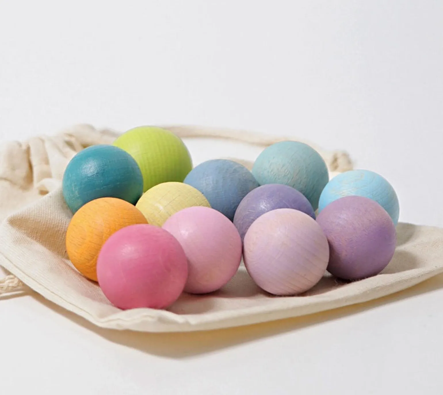 Grimms 12 Wooden Balls In Small Pastel
