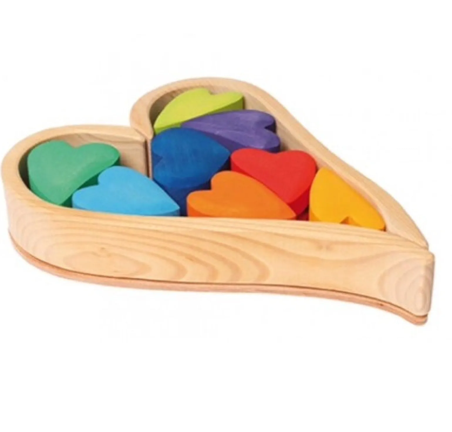 Grimms - Wooden Rainbow Heart Blocks