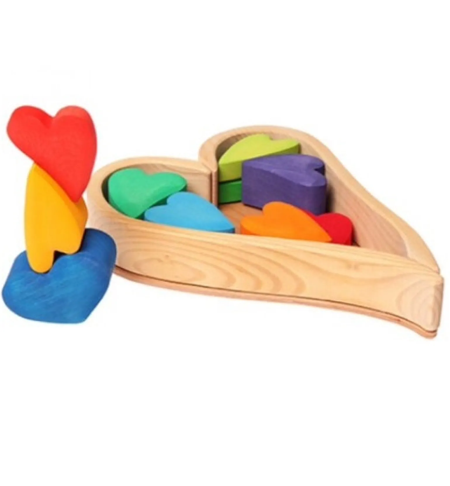 Grimms - Wooden Rainbow Heart Blocks