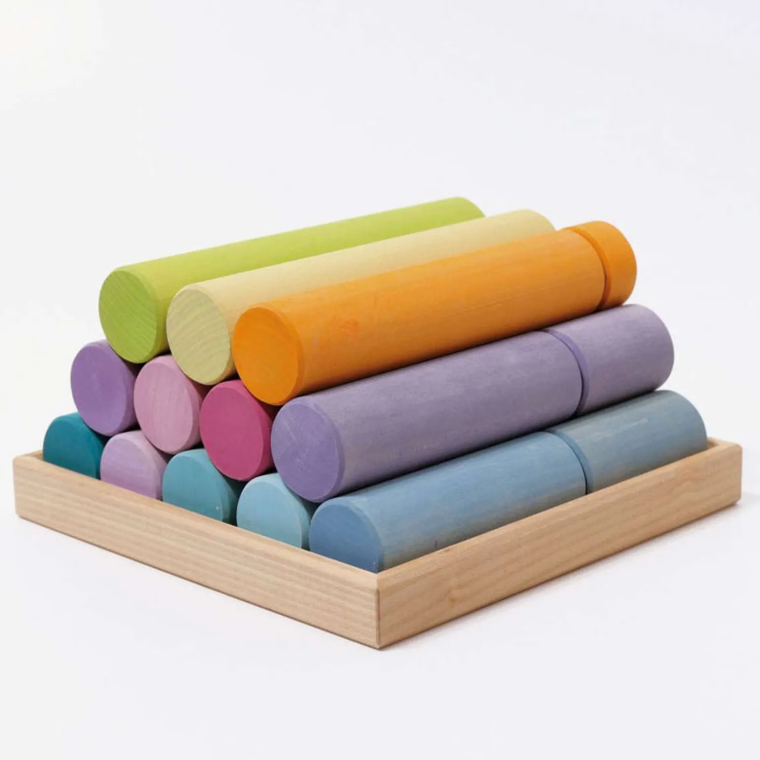 Grimm's Large Wooden Building Rollers Pastel