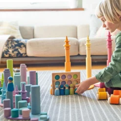 Grimm's Large Wooden Building Rollers Pastel