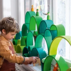 Grimm's Wooden Forest Green Rainbow Large