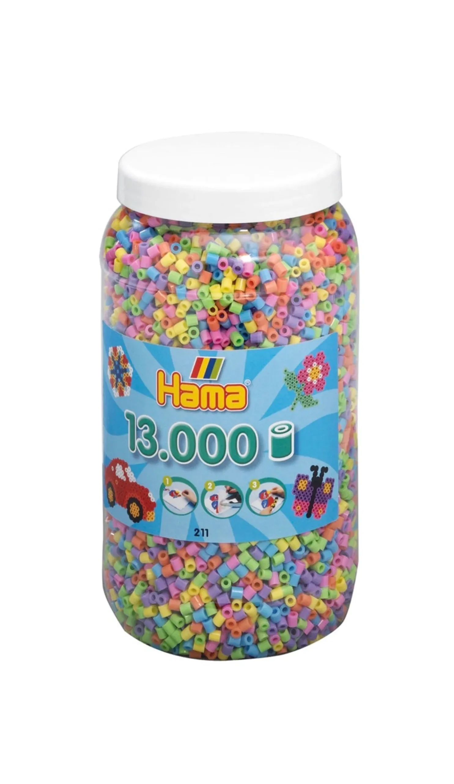 Hama Beads Tub Of 13,000 Beads In Pastel