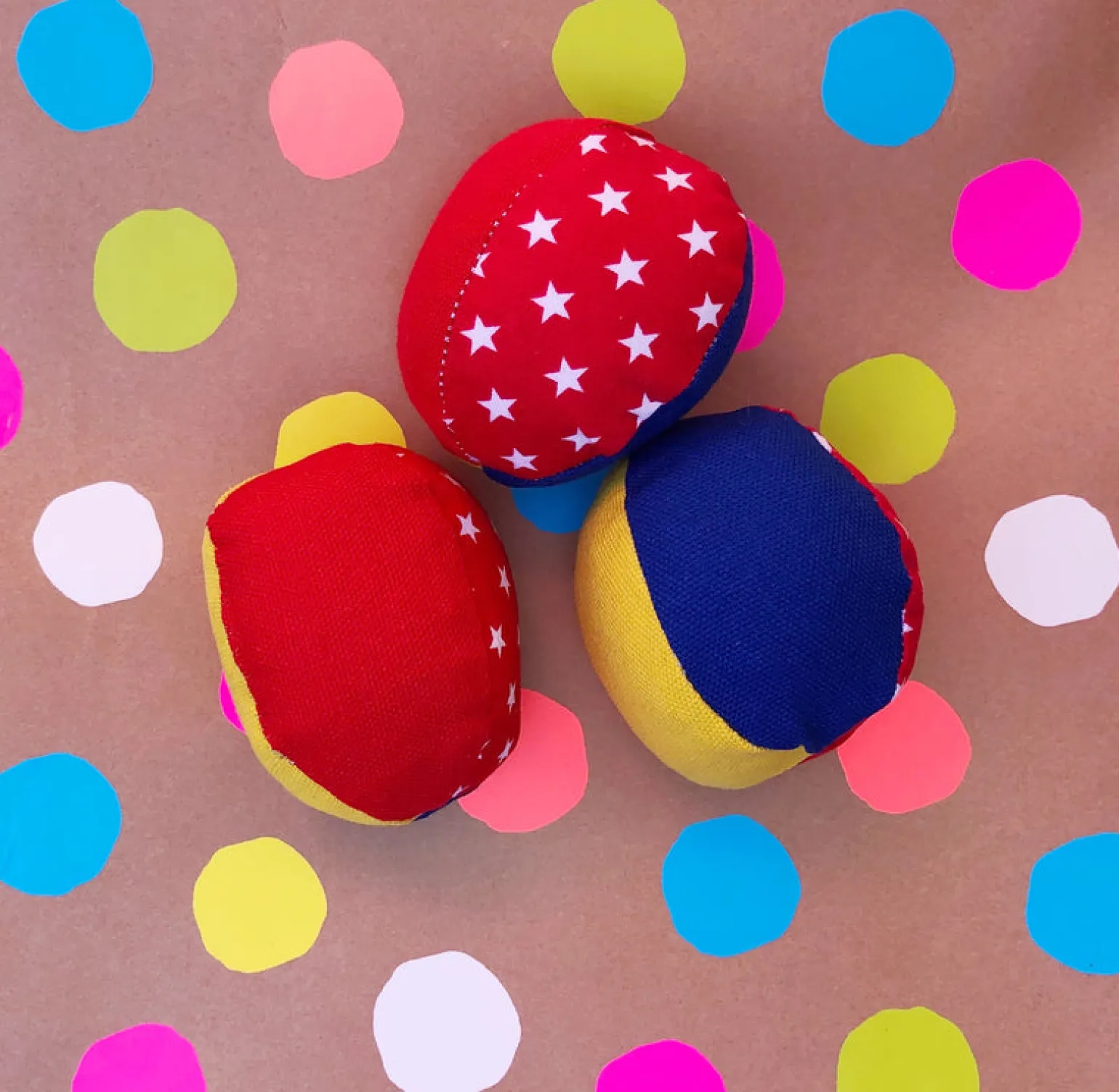 Juggling Balls - Blue Red And Yellow With Stars
