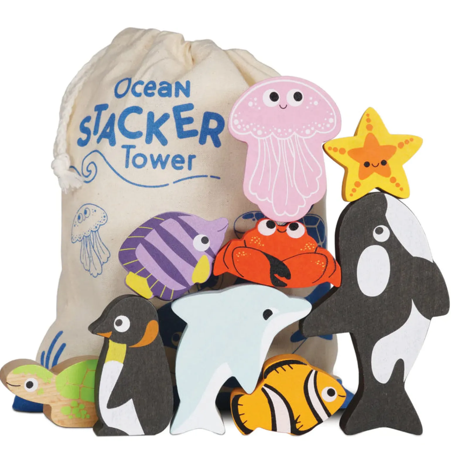 Le Toy Van Wooden Ocean Stacking Animals