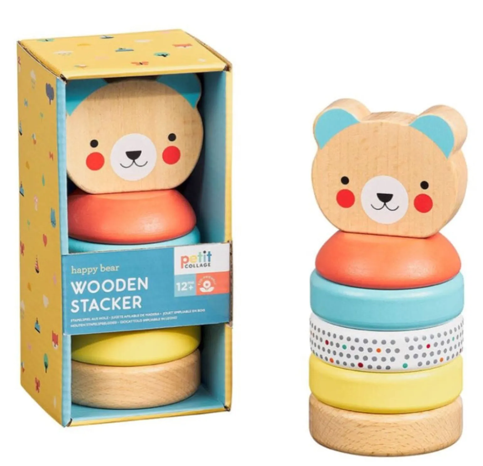 Petit Collage - Happy Bear Wooden Stacker Toy