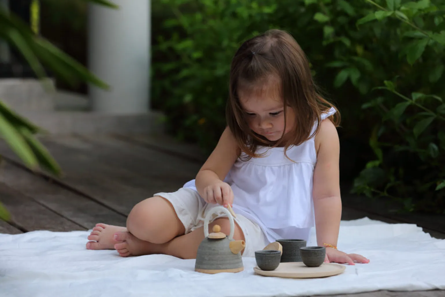 Plan Toys Classic Wooden Tea Set In Grey