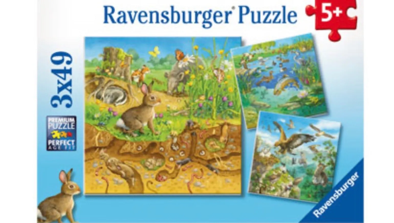 Ravensburger - Jigsaw Puzzle, 3 X49 Pieces, Animals In Their Habitats
