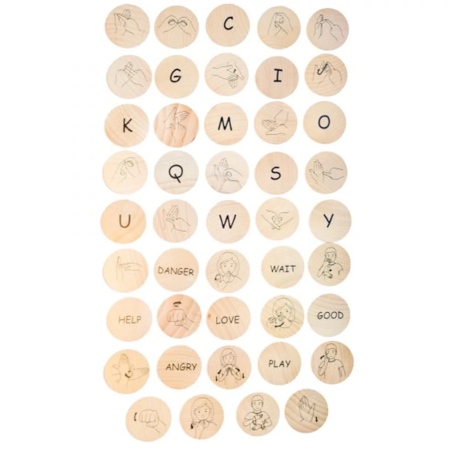 The Freckled Frog Sign Language Wooden Disks